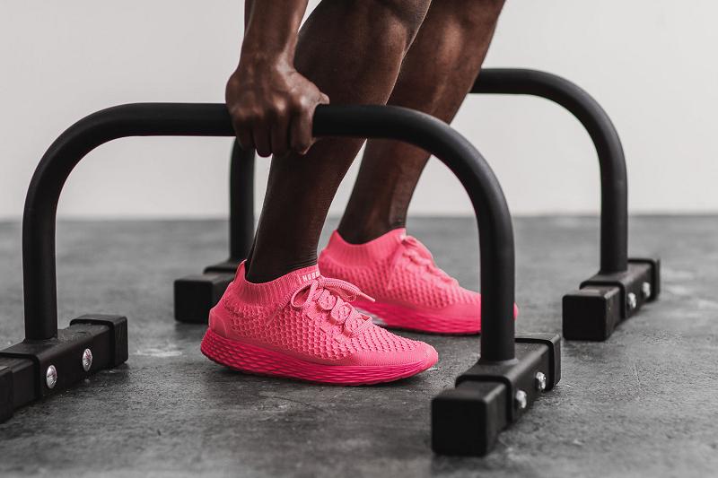 Nobull Neon Knit Runner Men's Running Shoes Pink | USA X1017Y